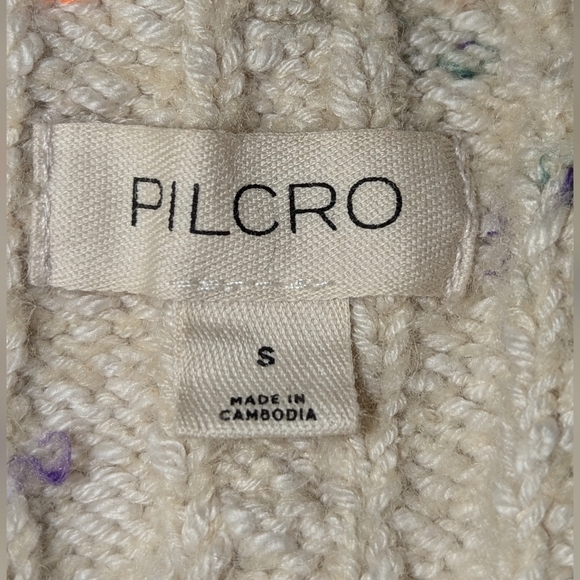 Women's Pilcro Micro Cardigan Sweater Cropped Top Size Small Cream Anthropology - Picture 3 of 7